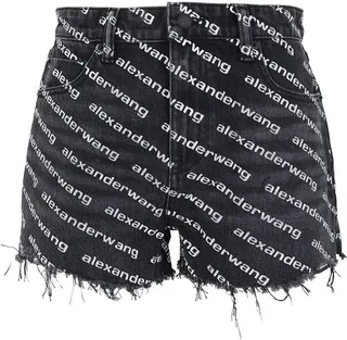 Alexander Wang Logo Monogrammed Denim Shorts