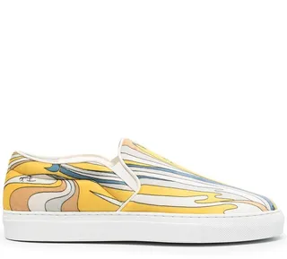 Abstract Print Slip-On Sneakers