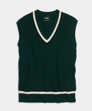 Lambswool Cricket Sweater Vest in Dark Alpine