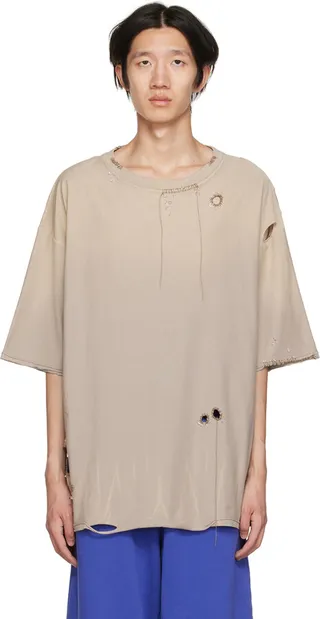 Acne Studios Beige Distressed T-Shirt