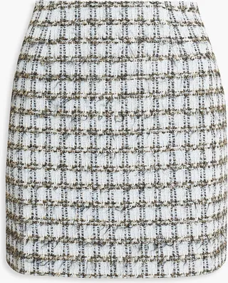 Celie metallic cotton-blend bouclé-tweed mini skirt