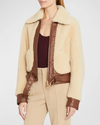 Merino Shearling Patchwork Short Jacket