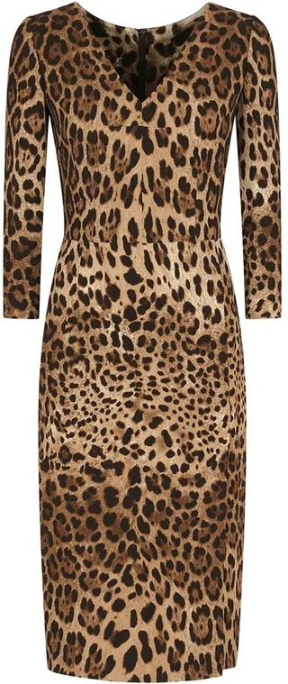 Leopard-Print Midi Dress