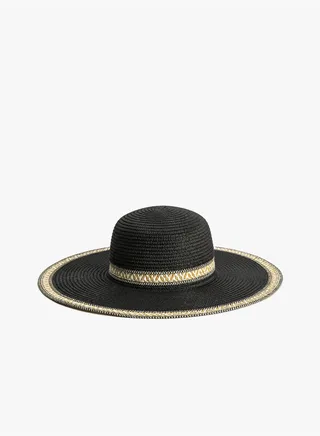 Ethnic Patterned Fedora Straw Hat
