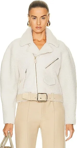 Chloe Shearling Short Jacket in Ivory