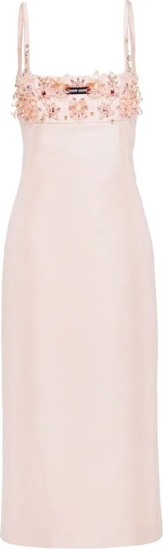 Floral-Embellished Midi Dress