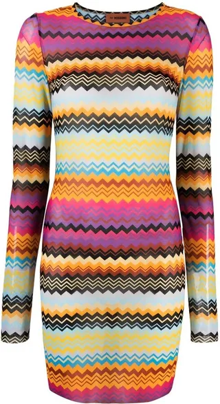 Semi-Sheer Zigzag Minidress