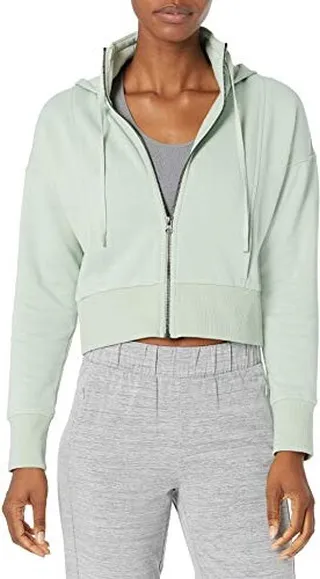 Core 10 Women's Super Soft Fleece Cropped Length Zip-Up Hoodie Sweatshirt