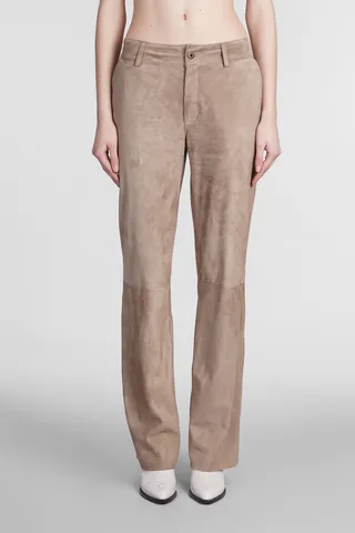 Pants In Beige Leather