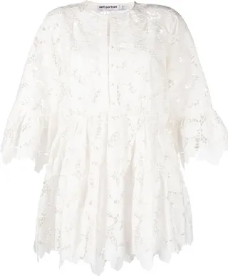 Wide-Sleeve Lace Minidress