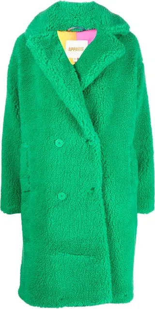 Double-Breasted Faux-Fur Coat