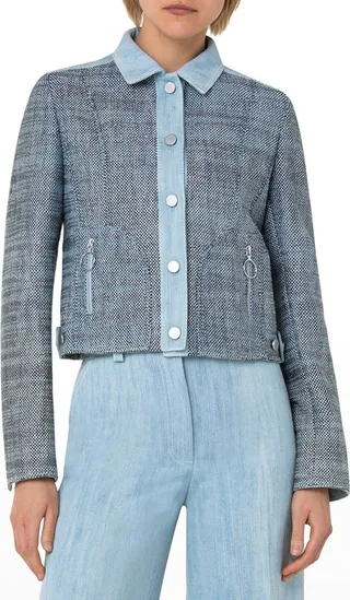 Mixed-Media Crop Jacket