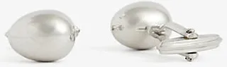Mens Platinum Plate Egg-shape Platinum-plated Brass Cufflinks
