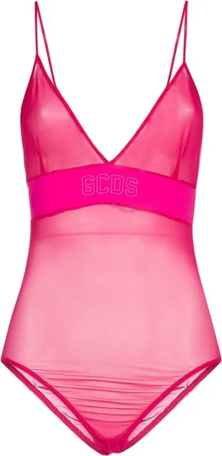 GCDS Sheer V-Neck Bodysuit