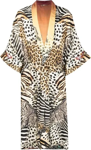 Graphic-Print Reversible Silk Robe