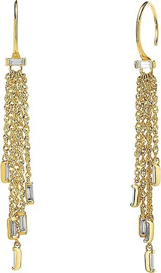 Goldtone & Diamond Fringe Drop Earrings