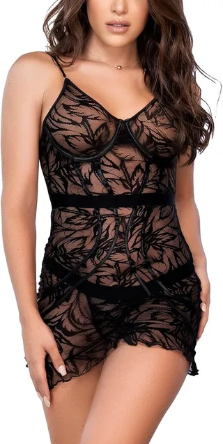 Lace Underwire Chemise & Thong Set