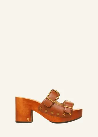 Halifax Leather Dual-Buckle Clogs