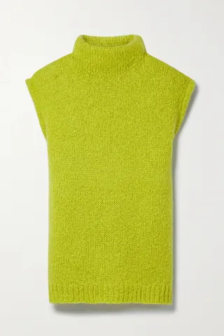 Tibi - Claude Mohair-blend Turtleneck Vest - Green