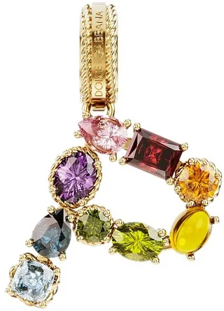 Rainbow Alphabet 18K Yellow Gold & Multi Gemstone Initial P Charm