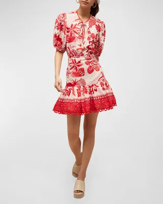 Rio Tiles Off-White Mini Dress