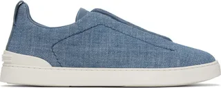 ZEGNA Blue Triple Stitch Sneakers