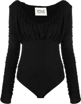 Black Tess Ruched Bodysuit