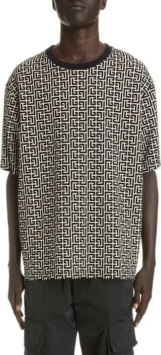 Flocked Monogram Crewneck Jersey T-Shirt