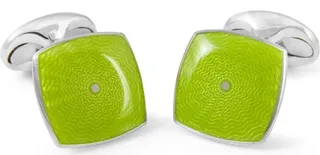 Deakin & Francis - Deakin & Francis Sterling Silver Lime Green Cufflinks