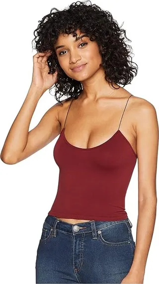 Free People Seamless Skinny Strap Crop Cami (Wine) Women's Sleeveless