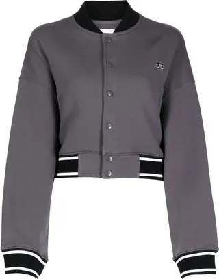 Logo-Patch Cropped Bomber Jacket
