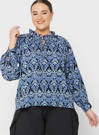 Printed High Neck Top