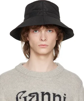 GANNI Black Tech Bucket Hat