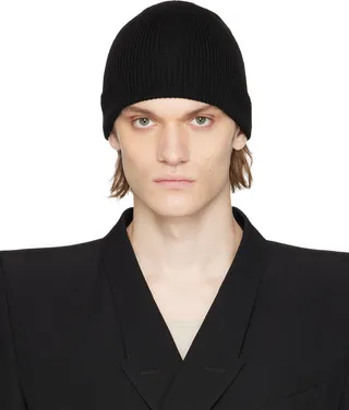 Rick Owens Black Rolled Beanie