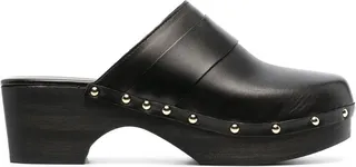 Black Bibi Leather Clogs