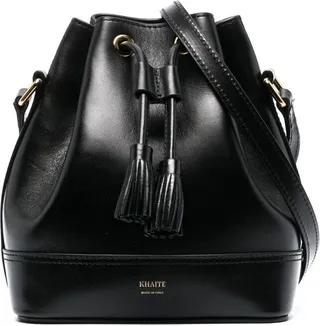 Black Cecilia Small Leather Bucket Bag