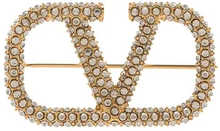 VLogo Signature crystal brooch