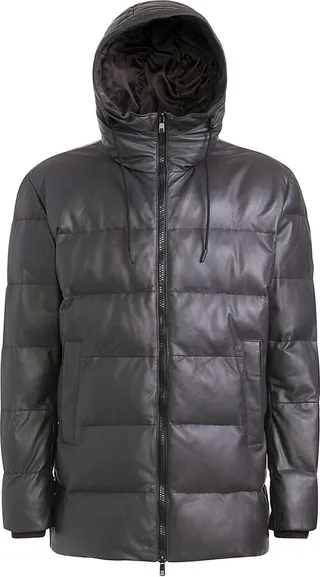 Lamb Leather & Down Puffer Jacket