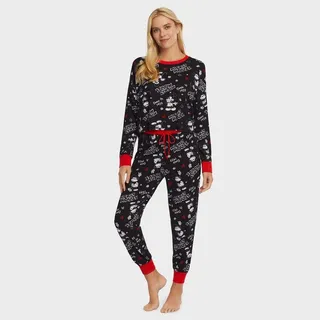 Women's Disney Mickey Mouse Long Sleeve Pullover and Jogger Pajama Set-Black L