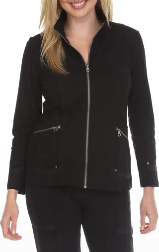 Lindsay Button-Hem Zip-Up Jacket