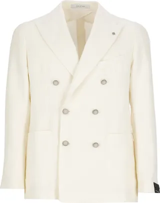 Linen And Wool Double-breasted Jacket