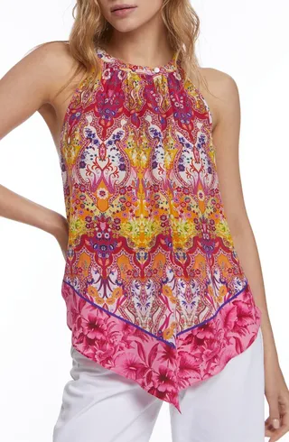 Ivy Floral & Paisley Silk Blend Halter Top