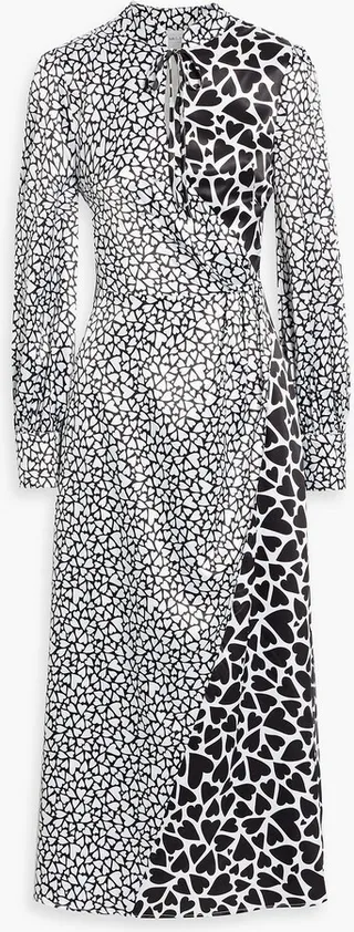 Nell wrap-effect printed satin midi dress