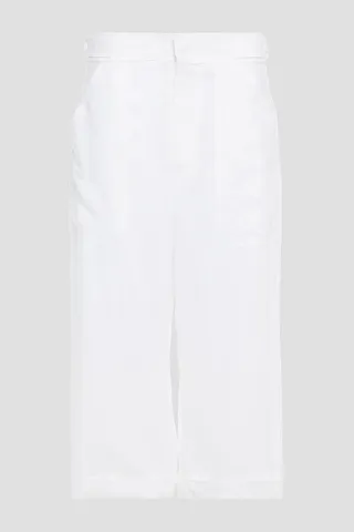 Cropped linen wide-leg pants