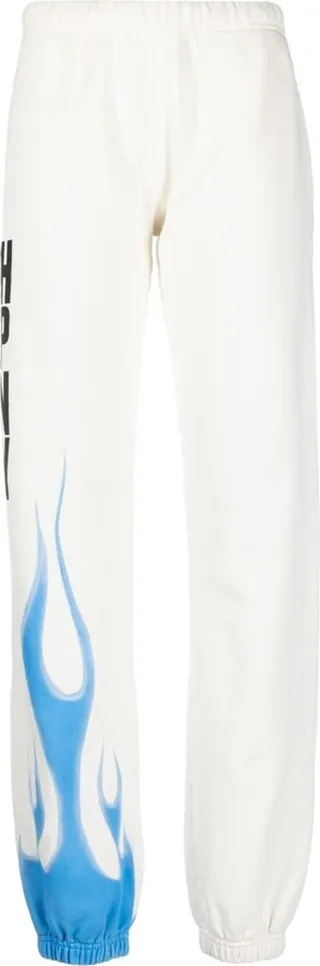 Flame-Print Cotton Track Pants