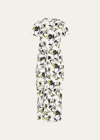 Ira Printed Jersey Knotted Midi Dress