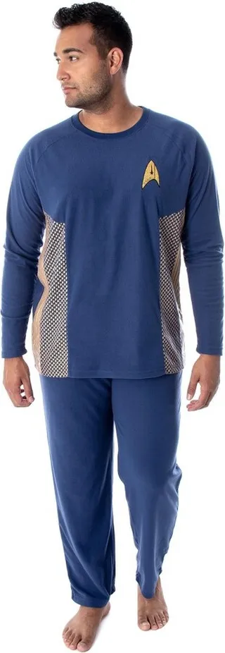 Star Trek Discovery Men's Command Uniform Costume Sleepwear Pajama Set (XL) Blue