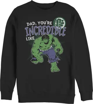 Men's Marvel Dad You're Incredible Like the Hulk Sweatshirt - Black - Medium