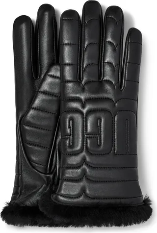 Leather Quilted Logo Tech Glove