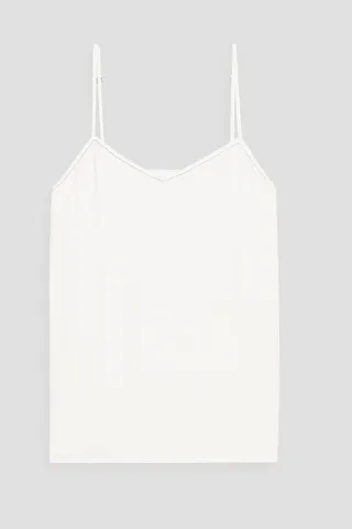 Bead-embellished crepe de chine camisole